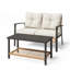 Causeuse de patio pour 2 personnes avec table basse et coussins beiges