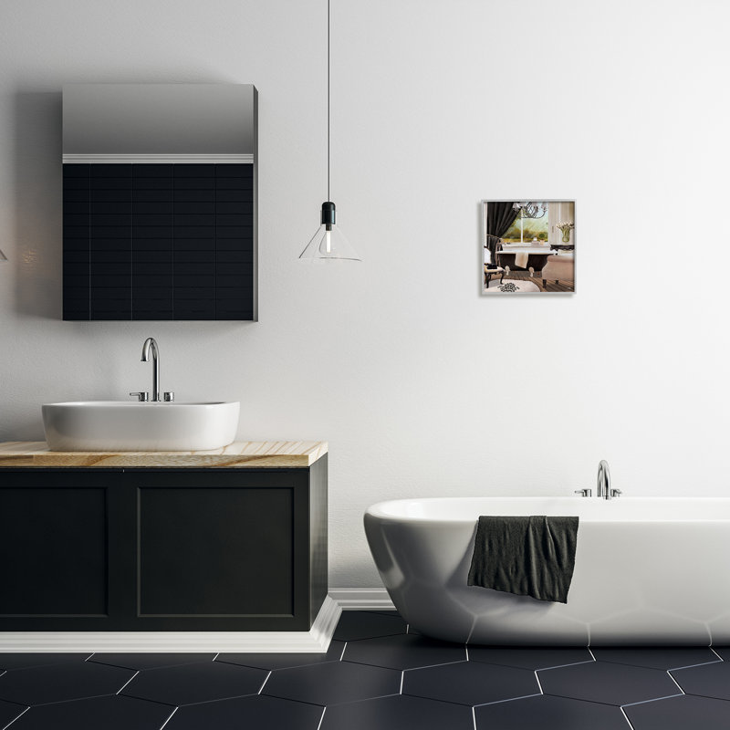 Beautiful Bathroom Designer Pink Canvas Print with Gray Frame