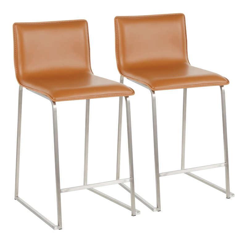 Middlebrook 26" Upholstered Counter Stools, Stainless Steel, Camel, Counter Stool (26" Seat Height)