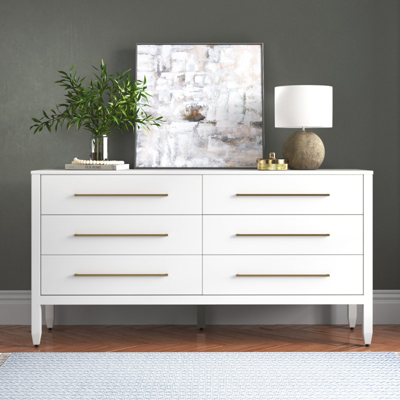 Commode 6 tiroirs Tessio, Blanc