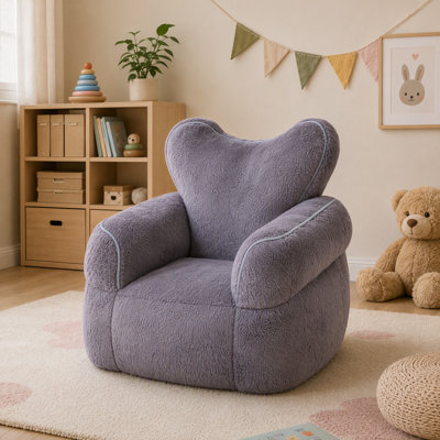 Fauteuil à billes en fausse fourrure pour enfants en forme de cœur, chaise confortable pour enfants
