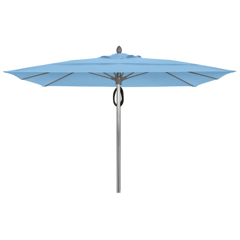 Parasol de marché carré 10 pi Prestige, Sunbrella® bleu ciel, Aluminium brillant