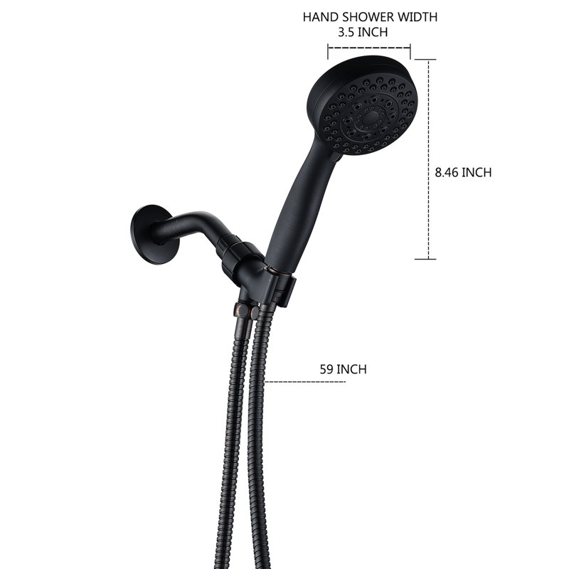 Tuyau de pomme de douche à main - Bronze huilé. Jet réglable à 5 modes. Buse médicale, hygiénique et sécuritaire. Qualité ABS Jet puissant avec faible alimentation en eau. Mode eau. Installation simple