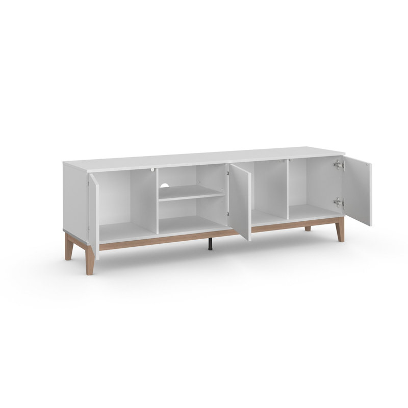 Arlenis Unfinished TV Stand with Fireplace Included, White