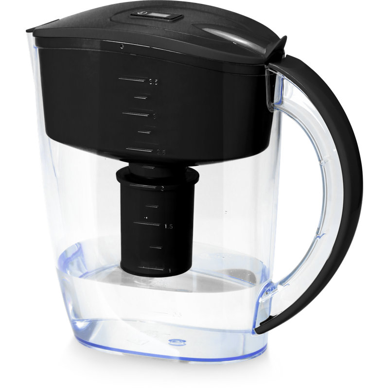 Blue Water Pitcher With Filter, Black