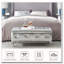 Banc de rangement avec repose-pieds en similicuir et boutons en cristal-1501165501