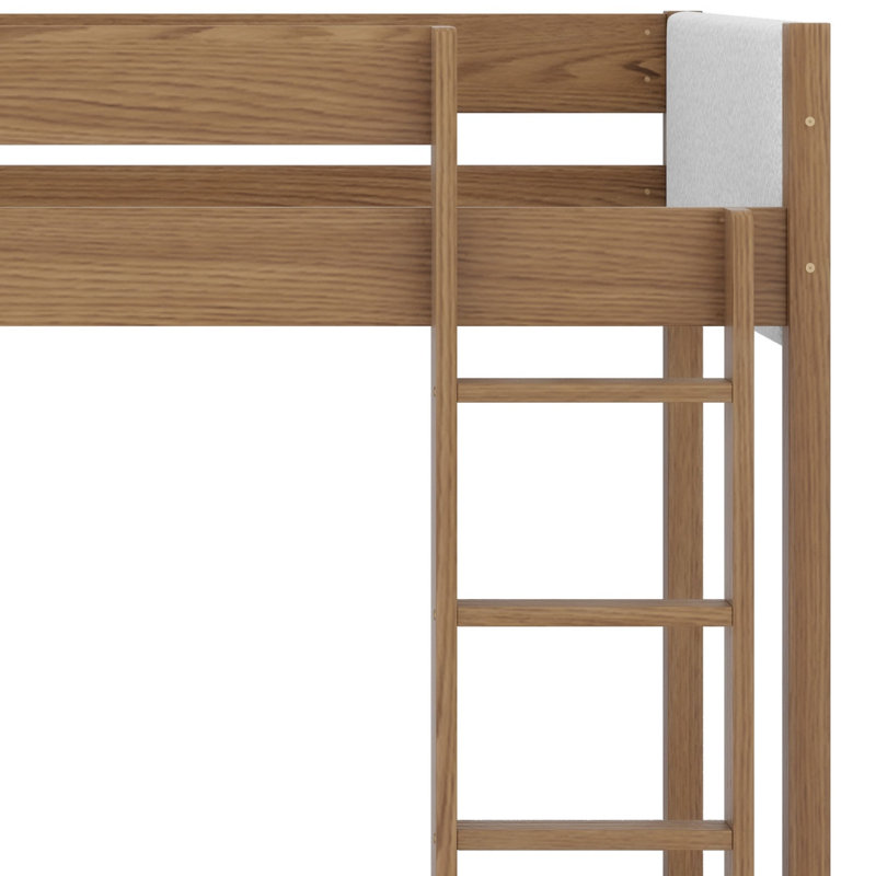 Bunk Bed Frame With Ladder, Safety Guardrails, Upholstered Headboard/Footboard