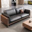 Coussin de canapé standard en similicuir noir-1400018952