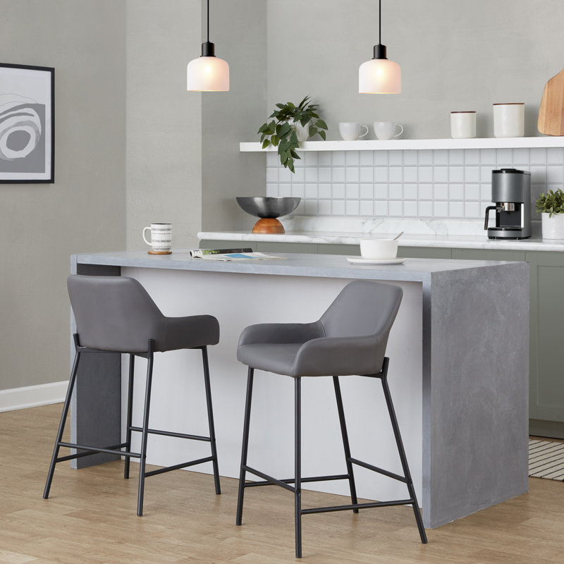 Tabouret de bar et de comptoir Cassiopeia, gris, Tabouret de comptoir (siège d’une hauteur de 24, Noir