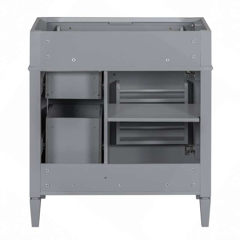 Meuble-lavabo de salle de bain sans lavabo supérieur, armoire de rangement moderne avec 2 tiroirs et un tiroir basculant