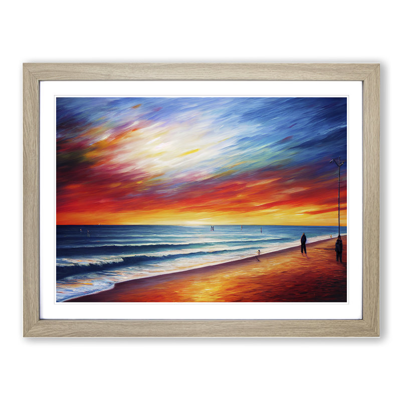 Beach View Vol.3 1 Piece Single Picture Frame Wall Art, 34cm H x 46cm W x 2cm D, Oak