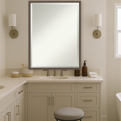 Miroir mural de salle de bain en bois biseauté Raphael