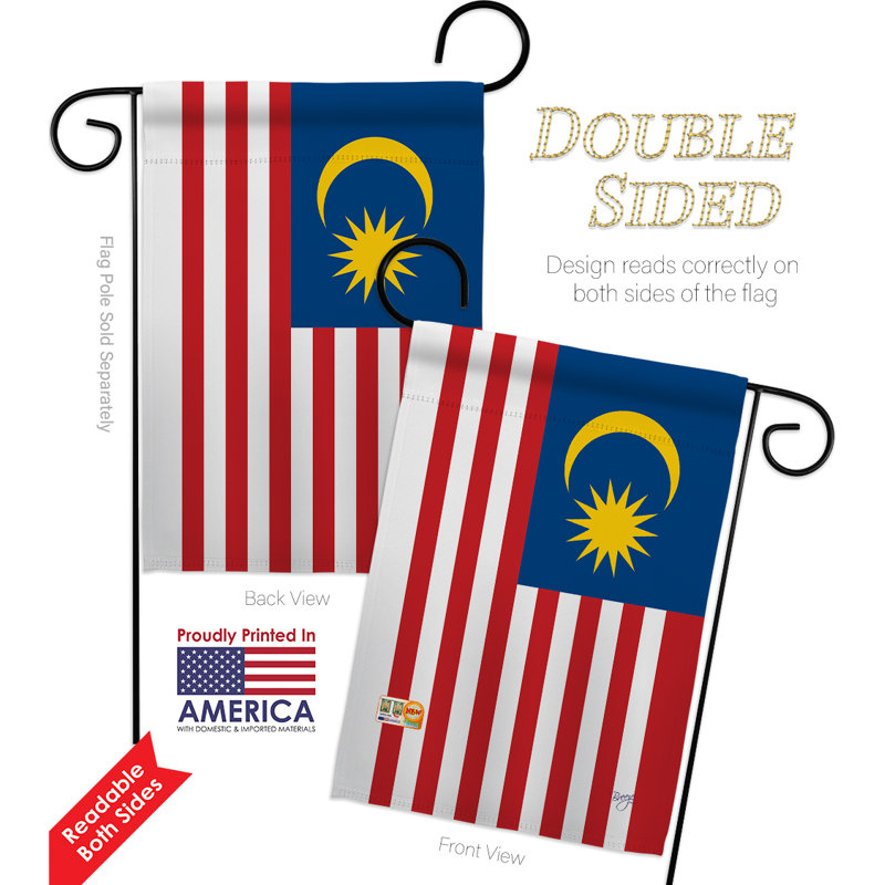 Ensemble 2 pièces de drapeaux décoratifs en polyester à 2 faces 19 x 13 po, 2 pièces malaysia impressions