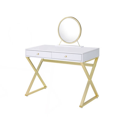 Bureau de coiffeuse avec miroir et plateau à bijoux