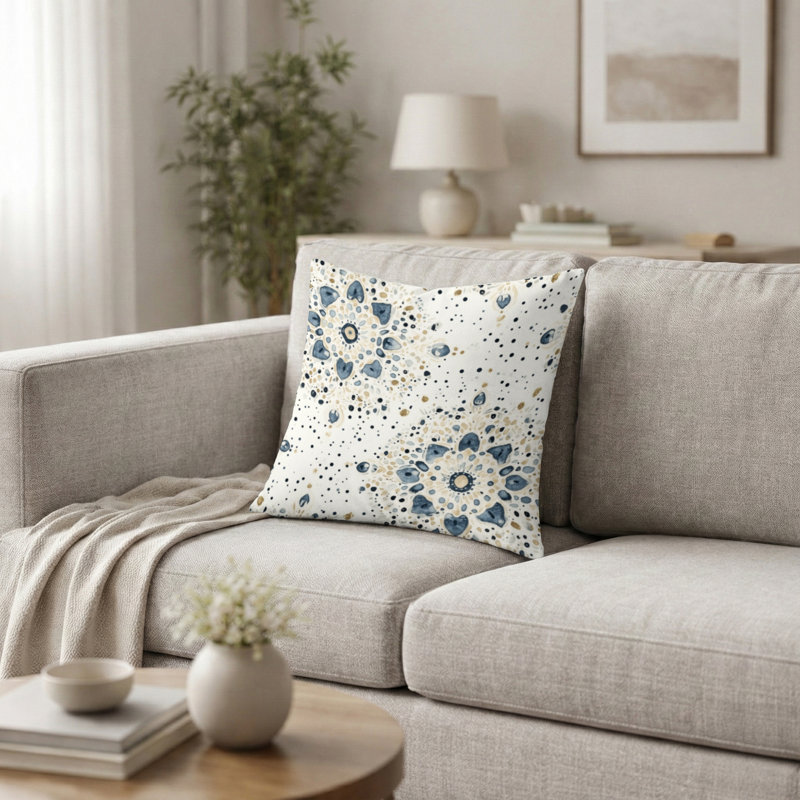 Coussin abstrait abstrait - Coussin Boho Mandala, H 18 po x l 18 po