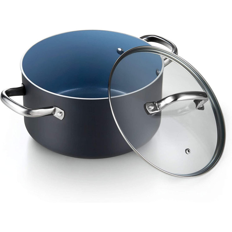 10-Piece Gray Nonstick Aluminum Cookware Set with Utensils