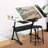 Craft and Drawing Table Workstation with Stool, Drafting Table with Slide-Out Tabletop and Drawers