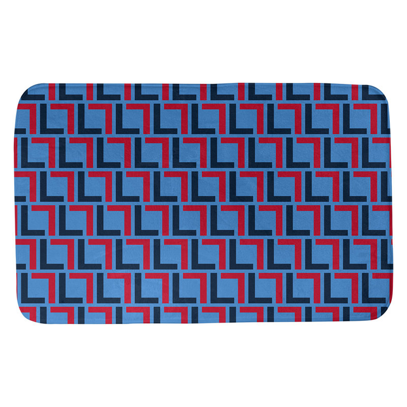 Tapis pour salle de bain Baltimore, l 17 po x L 24 po, Bleu / bleu marine / rouge