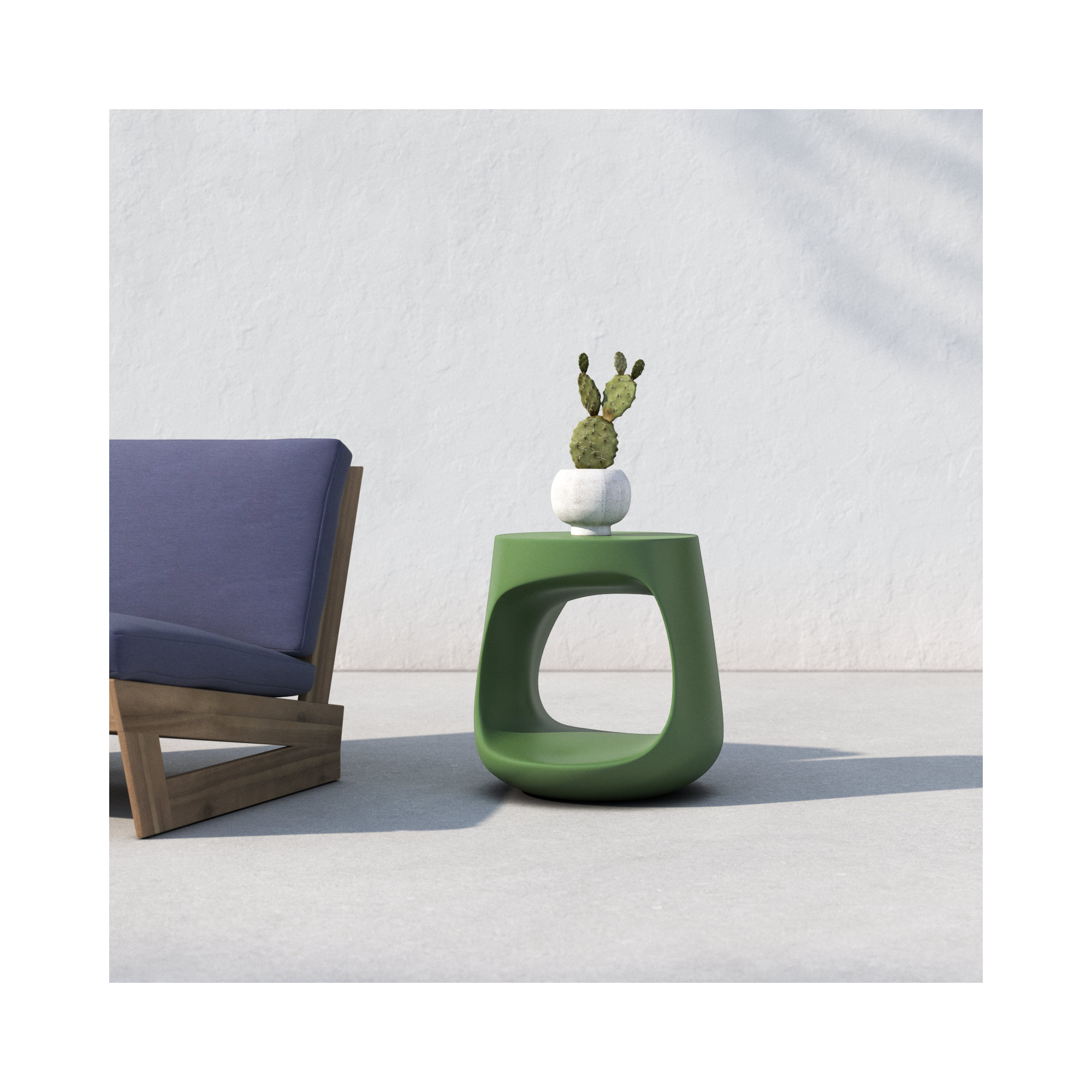 Owens Stone/Concrete Side Table, Moss Green
