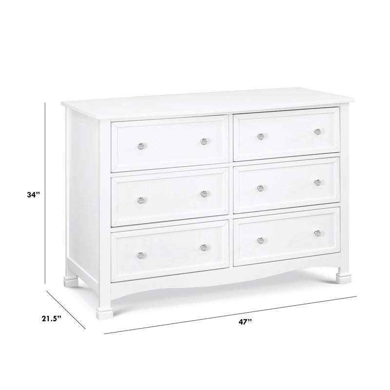 White Double Nursery Dresser with Six Drawers