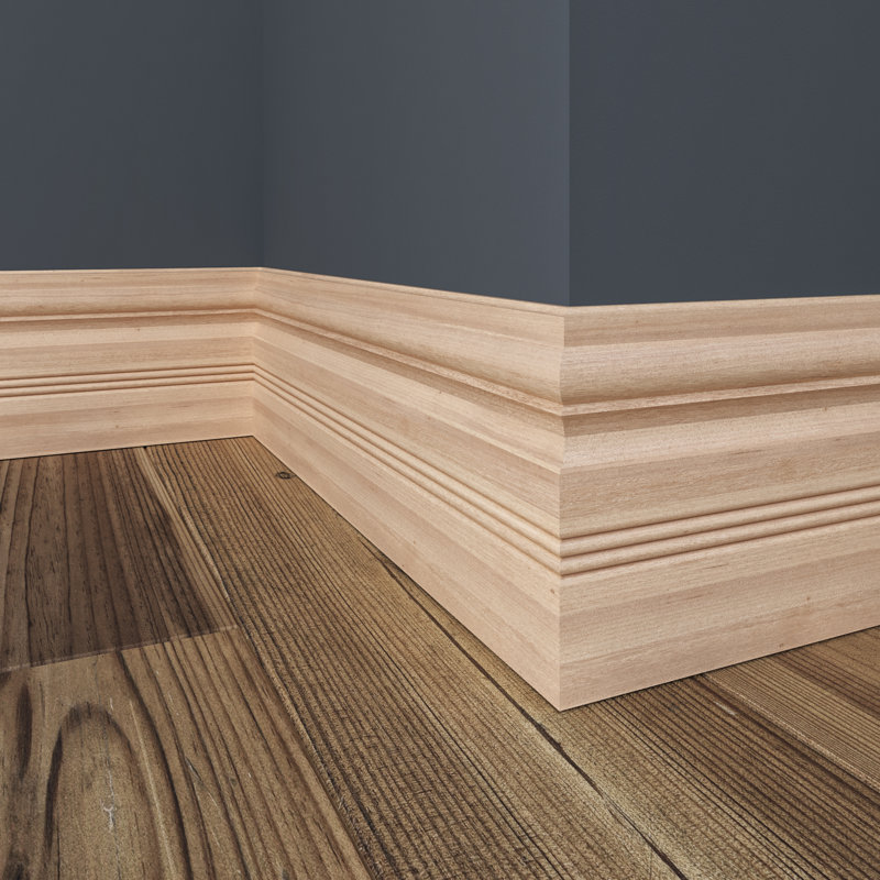 8-Foot Unfinished White Hardwood Traditional Baseboard Moulding