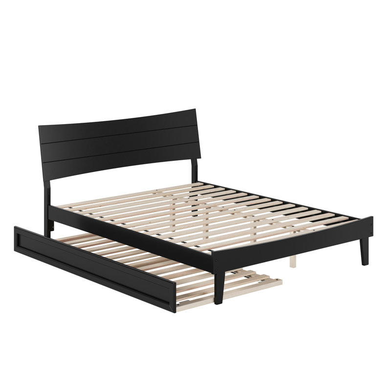 Phoenix Wood Platform Bed with Trundle, Queen, Noir