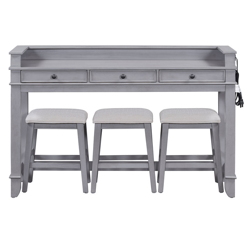 Ensemble de table de salle à manger 4 pièces pour 3, Gris