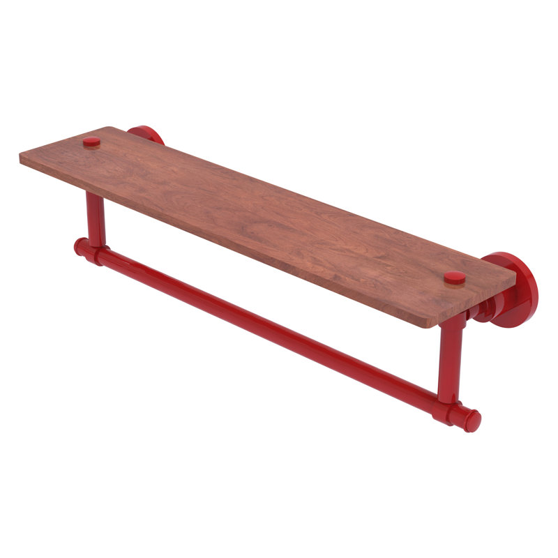 Tablette en bois de fer massif de la collection Washington Square IPE avec barre à serviettes intégrée, Rouge pompier