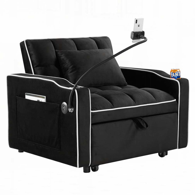 Convertible Sleeper Chair, Black