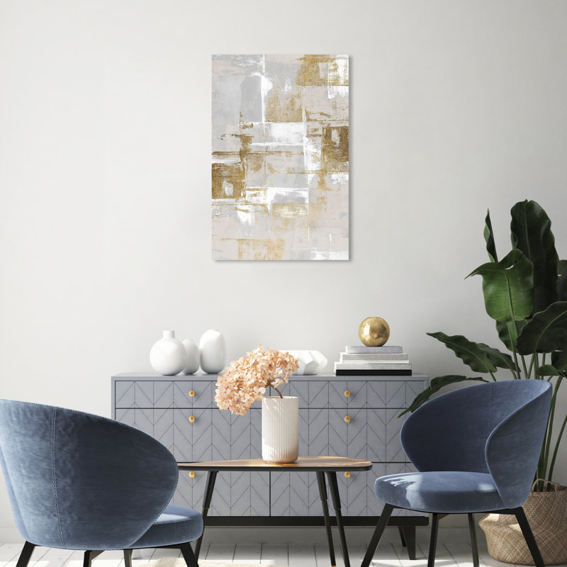 Abstrait fraîchement peint, gris glamour - Peinture, H 30 po x l 20 po, Toile tendue