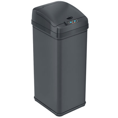 Déodorant automatique sans contact en acier inoxydable 13 gallons avec capteur de mouvement et poubelle gris mat