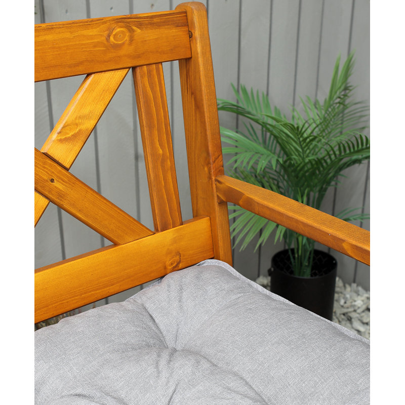 Sharadan Solid Wood Pine Outdoor Bench, Honey, 88cm H x 107cm W x 64cm D