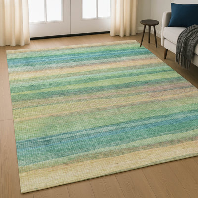 Premium Machine Washable Mayfield AMF2093 Striped Rug