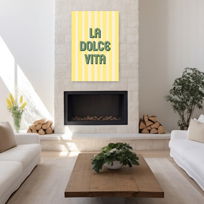 La Dolce Vita, reproduction d'art rétro classique audacieux à rayures jaunes