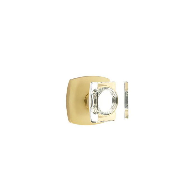 Emtek Privacy Interior Mortise Set w/ Urban Modern Rosette & Modern Square Glass Knob (RH)