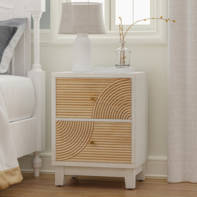 Fayola Farmhouse Brown 2 Drawers Nightstand with Ring Pattern by Loon Peak