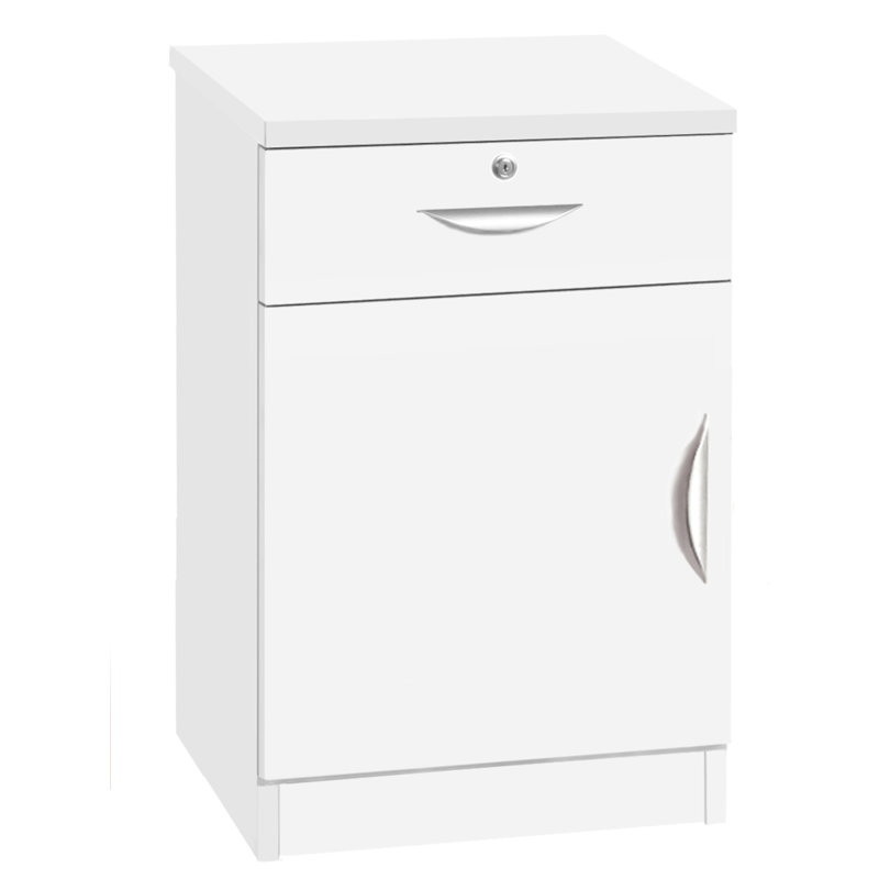 1 -Door 1 -Drawer Storage Cabinet, White Matte Finish