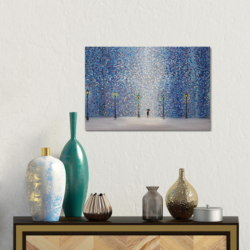 Baiser sous la pluie - Giclée sur toile tendue avec châssis, H 12 po x l 18 po