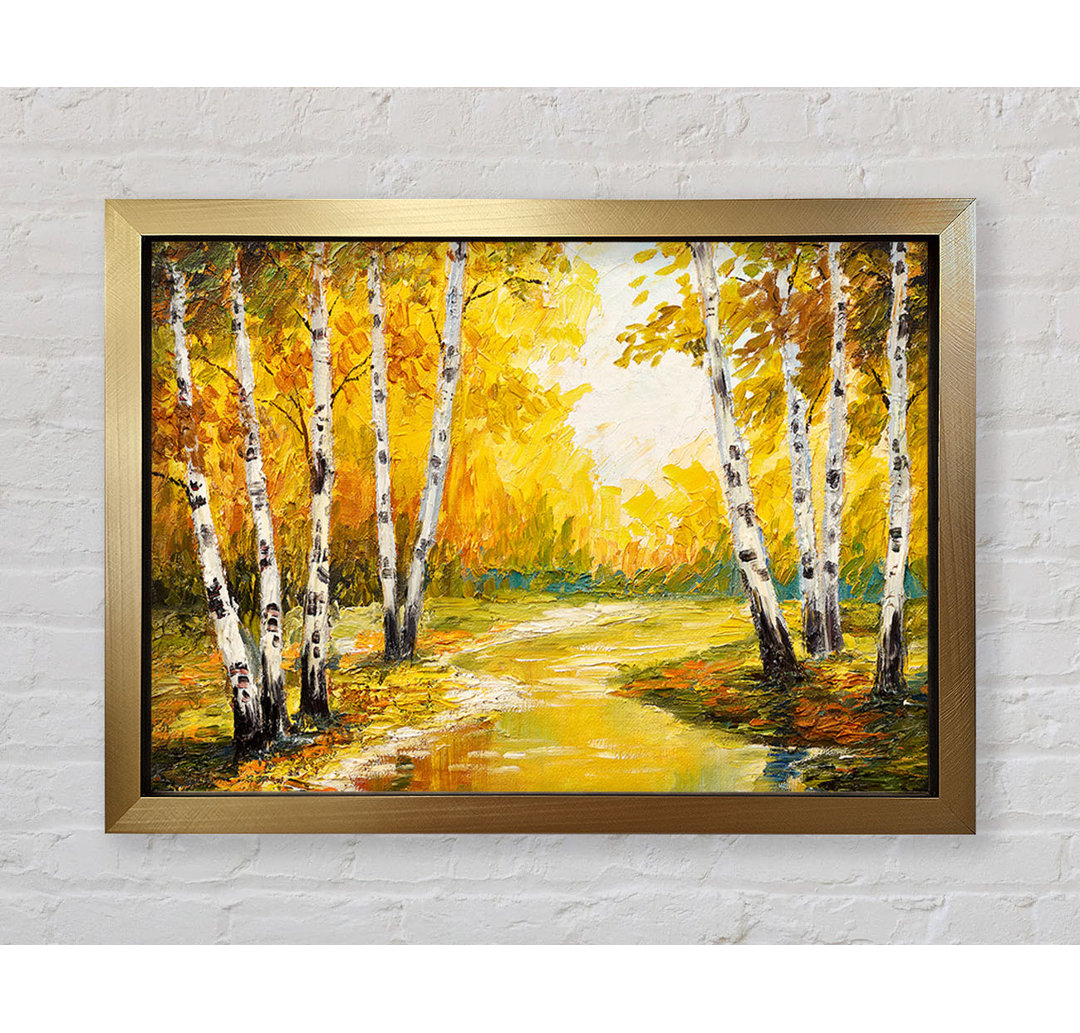 Yellow Silver Birch Walk - Einzelner Bilderrahmen Kunstdrucke