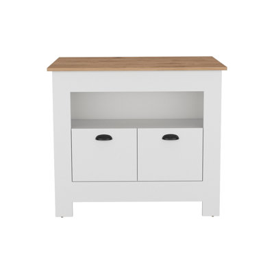 Kitchen Island Geneva, White / Macadamia