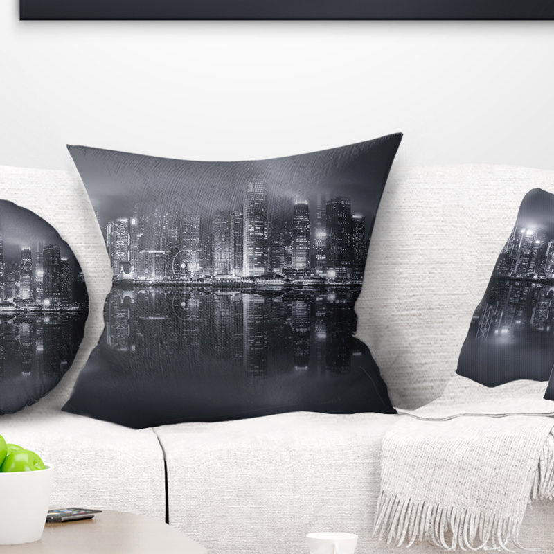 Coussin d’horizon cityscape hong kong, 16 po x 1 po, Coussin décoratif