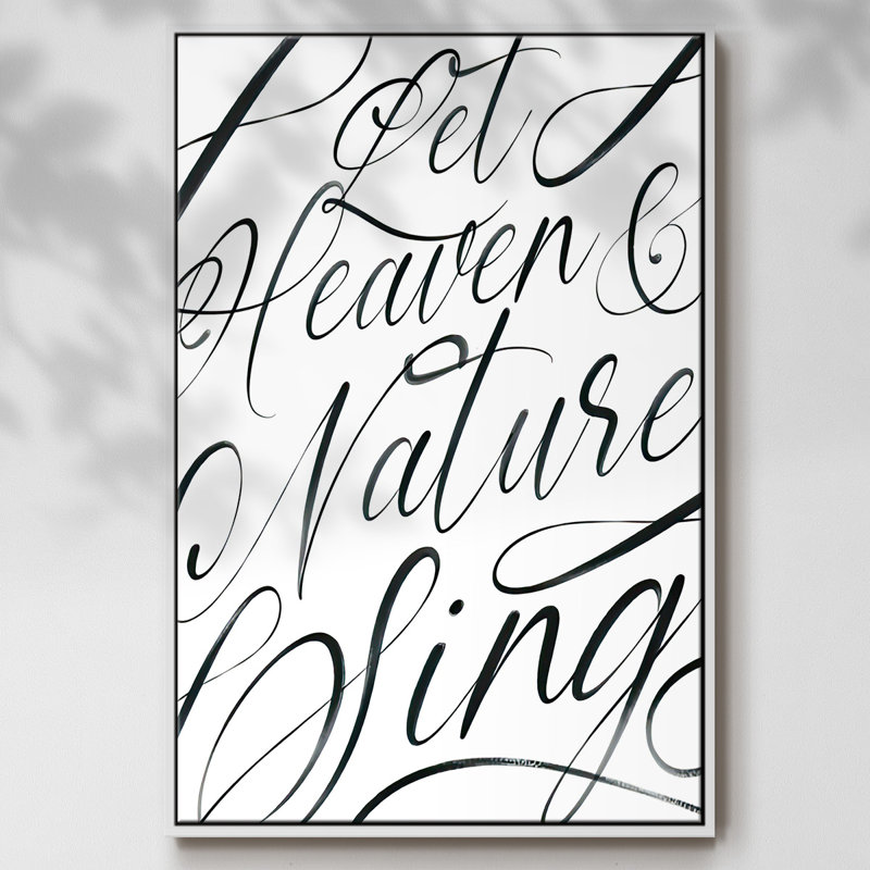 «Heaven and Nature - Floater Frame», art textuel sur toile, H 41 po x l 27 po x P 1,5 po, Noir, Cadre blanc