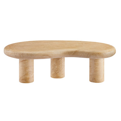 Table basse d'extérieur texturée en travertin Elowen