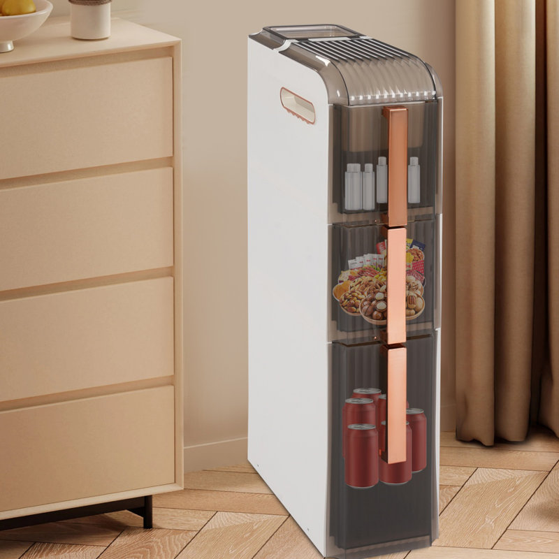 3-Tiers Free Standing Plastic Narrow Slim Storage Cabinet With Drawers