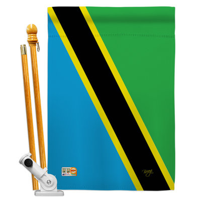 Drapeau de la nation mondiale de Tanzanie, impression verticale à 2 faces de 25 x 40 po Ensemble de drapeaux