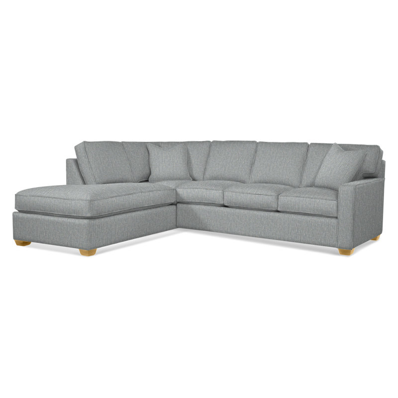 Ellora Upholstered L-Shaped Sectional, Left Hand Facing, Light Blue Performance Fabric; 0851-55, Honey
