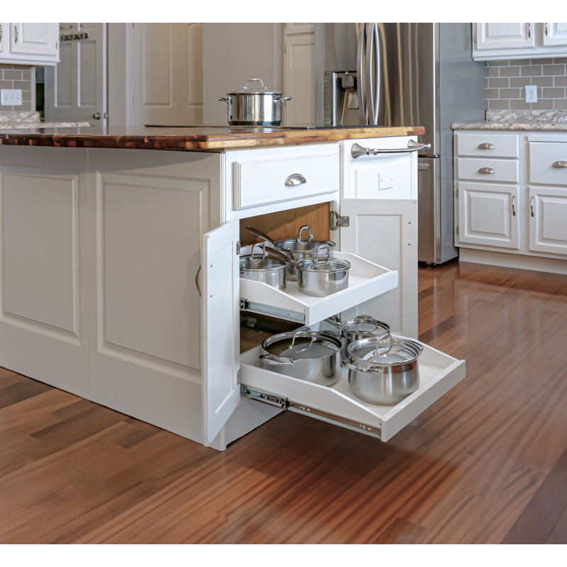 Slide-A-Shelf Made-To-Fit Slide-Out Shelf All White Finish - Full Extension Rails With Soft Closing Feature, 18.5", 17.5"