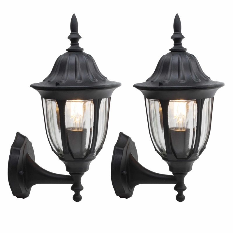 Adalyna 35.5cm H Outdoor Armed Sconce, Black/Clear