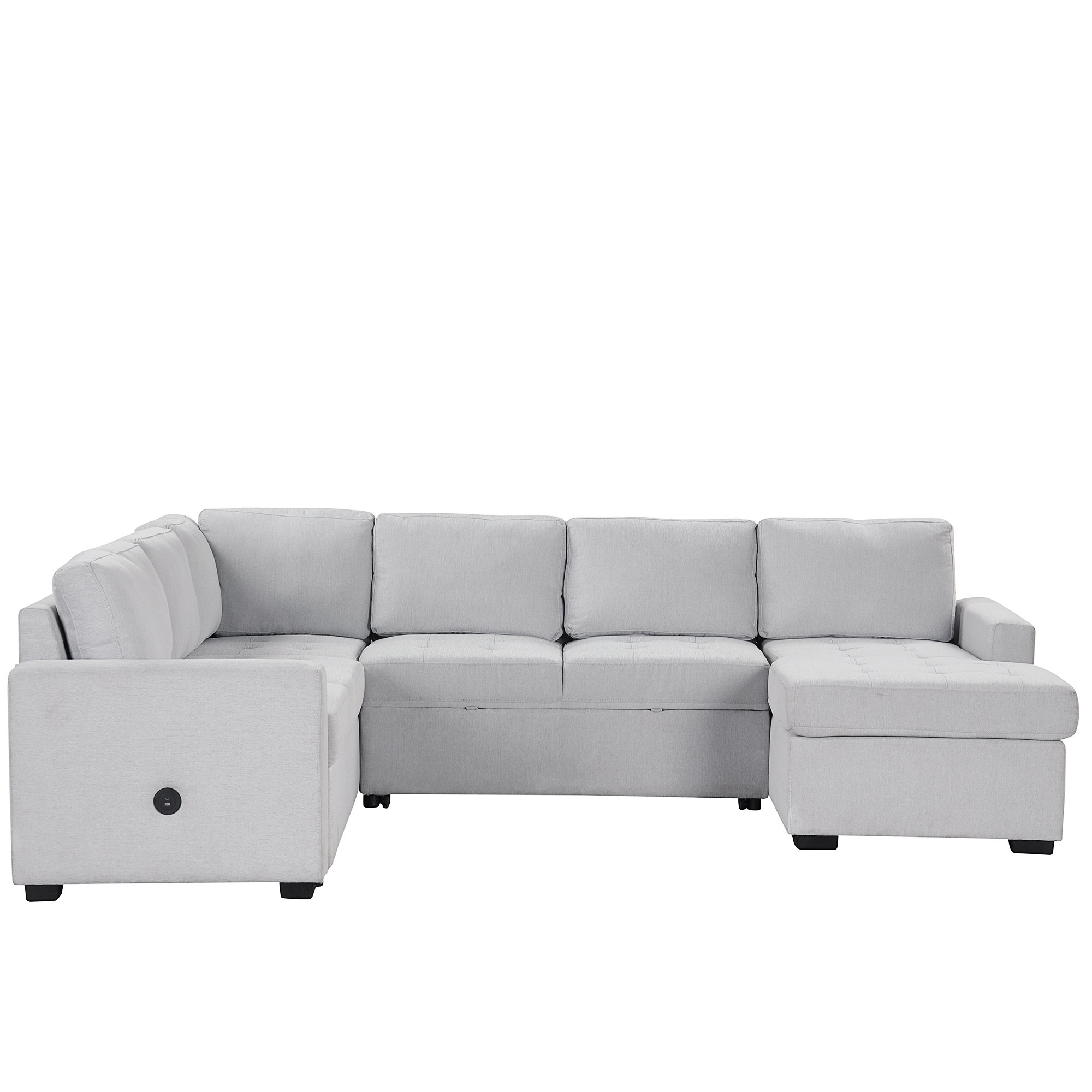 Hokku Designs U_Style Sectional Sleeper Sofa With Pull-Out Bed And ...
