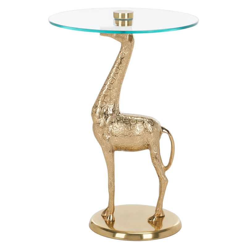 Tihomir Glass Top End Table, Gold